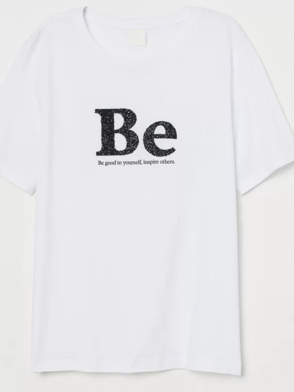 H&M White T-Shirt with Black "Be" Print